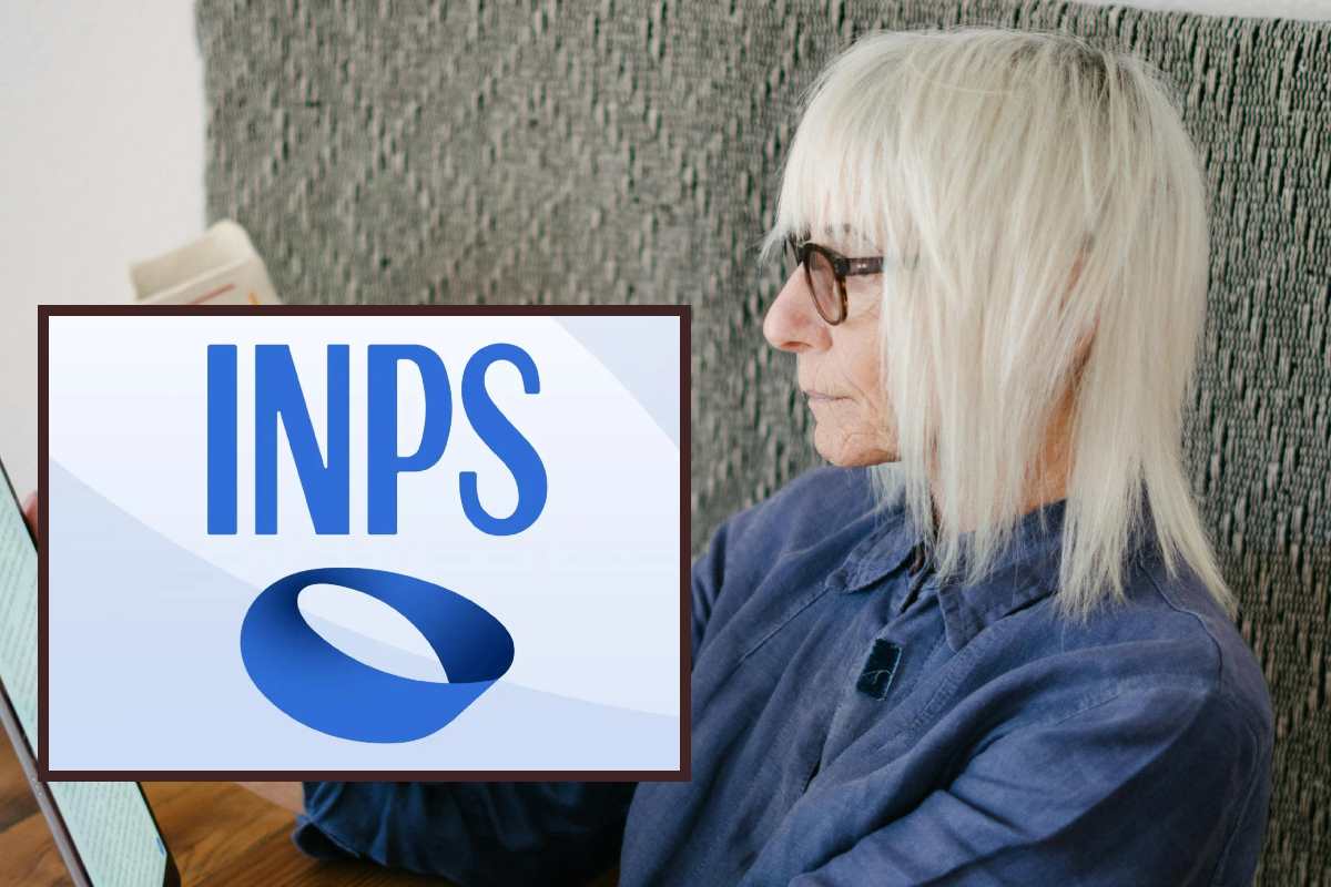Anziana con gli occhiali e logo dell'INPS